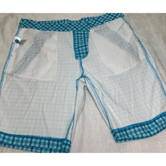 Women's Greg Norman Golf Shorts, Size 10, Blue Plaid High-Waist - Picture 9 of 10